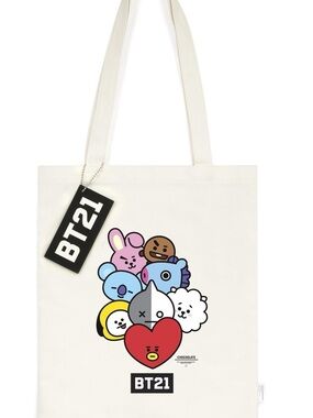 BT21 x Chocoolate Collab White Character Canvas Tote Bag Cute K-Pop Merch BTS